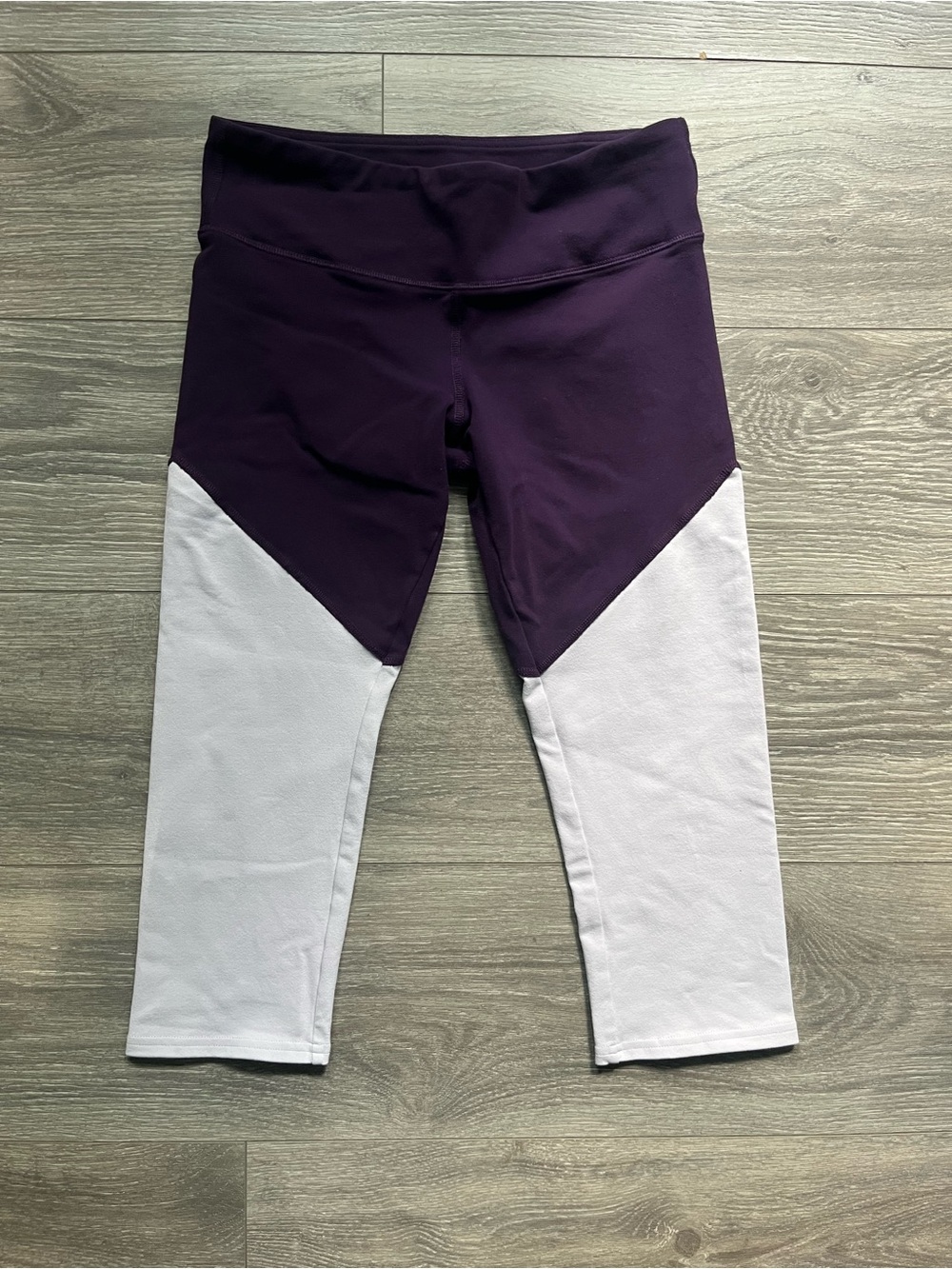 Alo Purple Colorblock Capri Yoga Active Athlesiure Leggings Size M Summer Spring